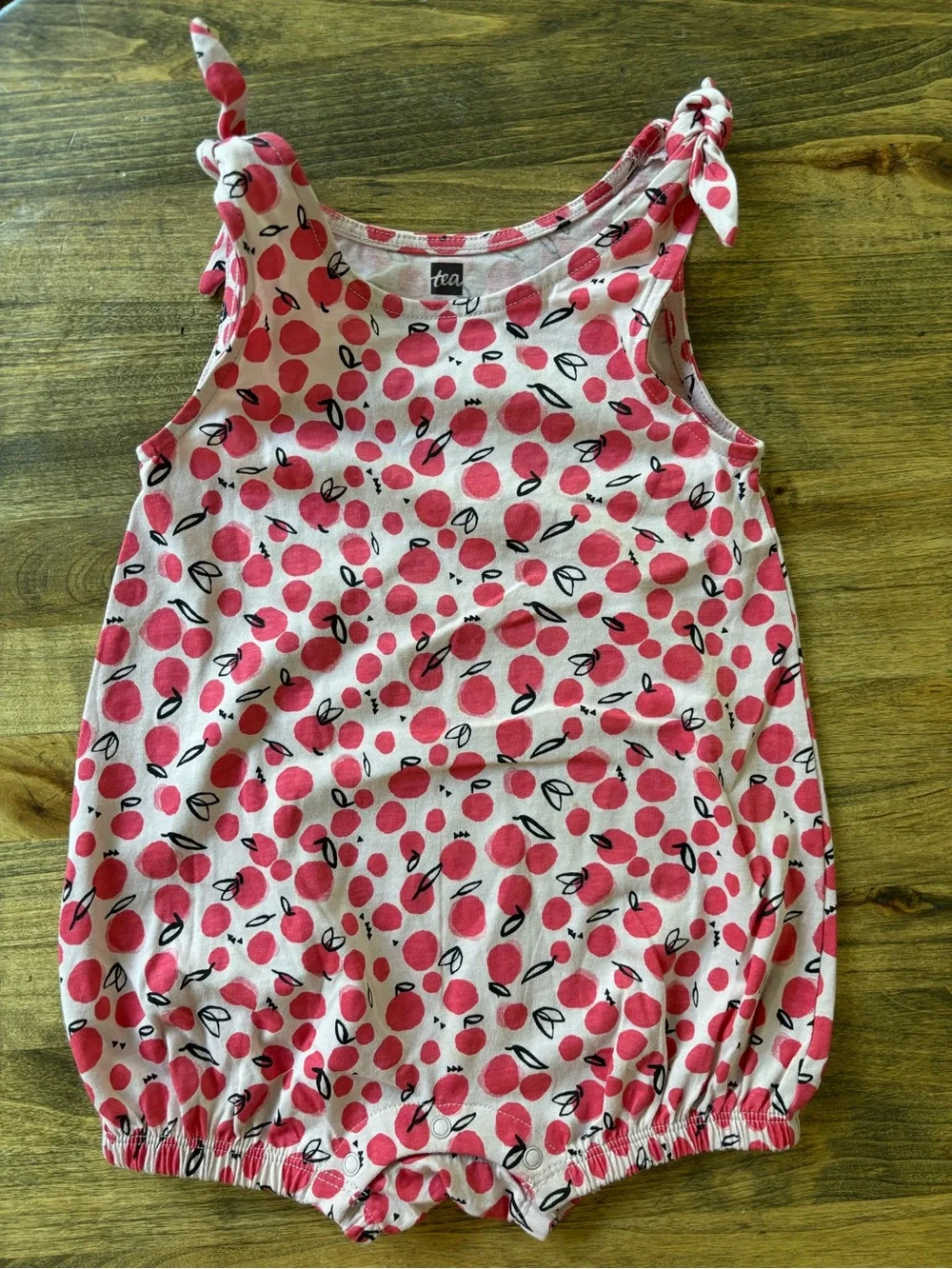 Baby Girl Tea Romper with Peach Print